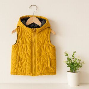 Little Me Yellow Hooded Puffer Vest Baby Toddler 12M Warm Quilted Outerwear